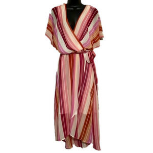 Luxology striped colorful women's chiffon dress size 12 NWOT